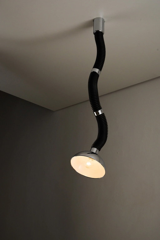 Lampada a Sospensione Space Age Regolabile Cromo e Nera