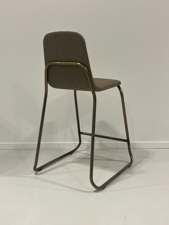 Image 1 of 2x Counter bar stool in bronze color upholstered brand Bogaerts