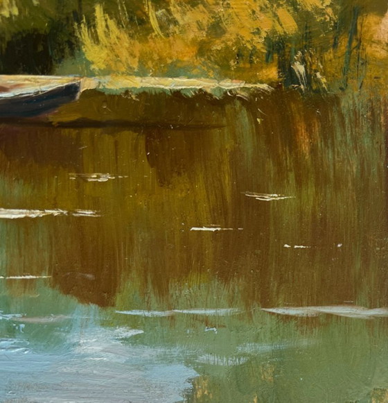 Image 1 of Original Oil Painting Summer Coastal Landscape Enjoying the natural silence