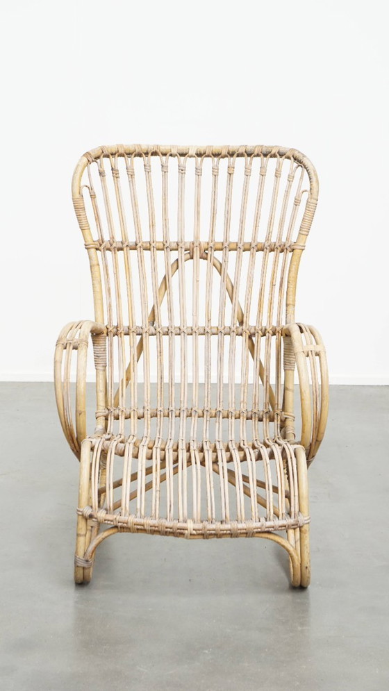 Image 1 of Dutch design rattan armchair from the 1950s with a high back