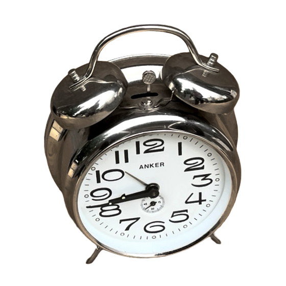 Image 1 of Silver metal mechanical alarm clock Anker, Germany, 1970s.