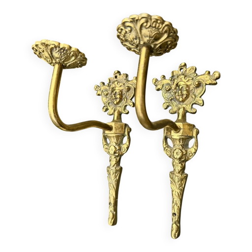 2 wall sconces in solid brass "Medusa" 1950s