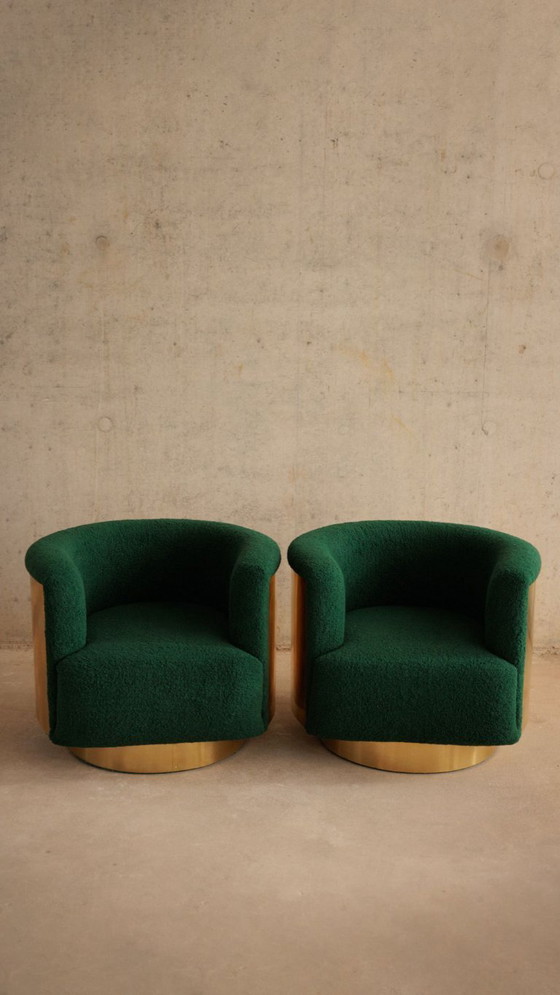 Image 1 of Poltrone girevoli in ottone, stile metà secolo, Italia, metà secolo (2 disponibili)