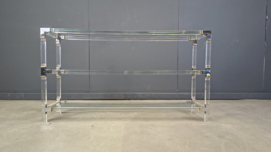 Image 1 of Chrome and lucite console table, 1970s