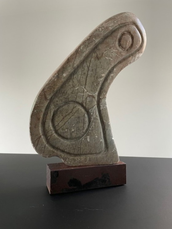 Image 1 of Scultura brutalista in pietra su acciaio Corten