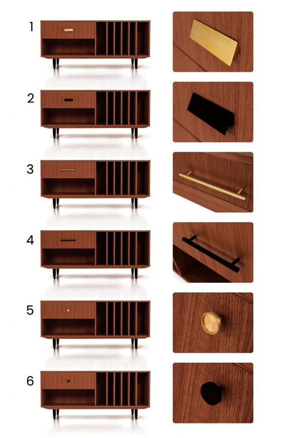 Image 1 of Turntable and vinyl cabinet stained teak T-S12