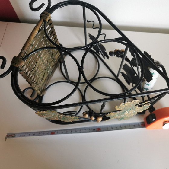 Image 1 of Wrought Iron Wine Rack with Vine Leaves