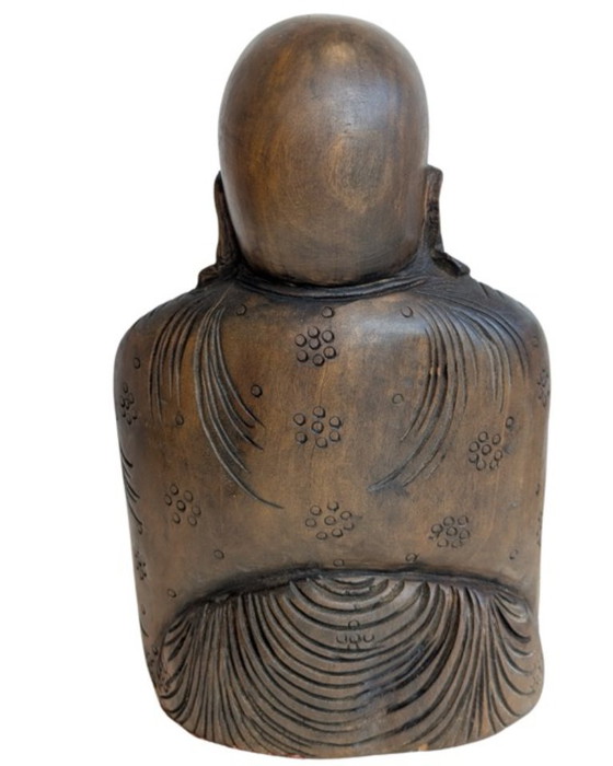 Oude, handgesneden houten lachende Boeddha (Budai) – Beeldhouwkunst, Wood (photo 5 of 8)