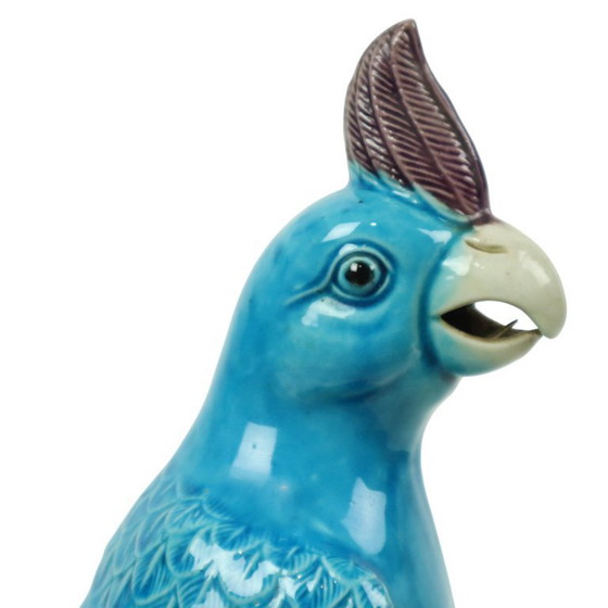 Image 1 of Paire de perroquets émaillés turquoise