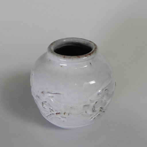 Mobach-Vase mit Hirsch, Modell 217 von Bouke und Klaas Mobach, 1960er Jahre