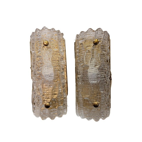 Image 1 of Pair of vintage wall lamps by Carl Fagerlund for Orrefors Glasbruk, Sweden 1970s