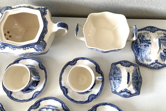 Image 1 of Vintage Johnson Brothers Bros Old Castles Blue Edit Set per tè e caffè