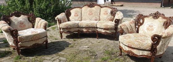Image 1 of Italiaanse barok bank met fauteuils 