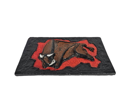 Ruscha keramik - tegel tableau - Stier - West Germany - 70's