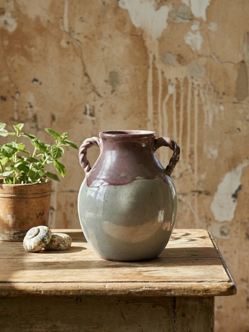 Jarrón de gres vintage de los años 60-70 de Studio Pottery Milly Finn, Reino Unido.