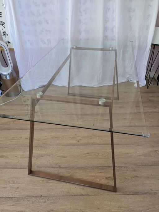 x Made.com Haku Dining Table – Copper Base & Glass Top – 6 Persons