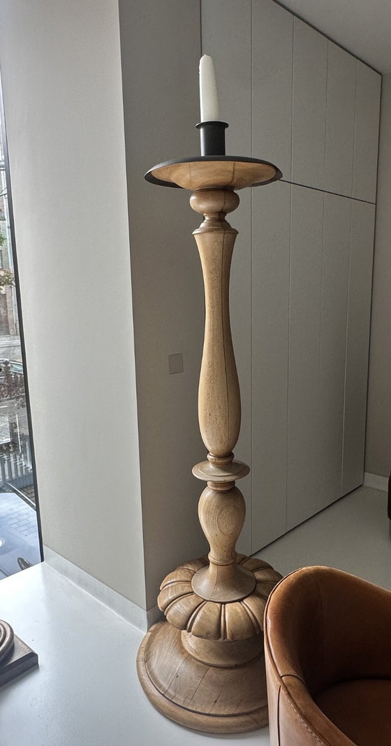 Set Of Two Large Church Candlesticks / Altar Candlesticks – Candle holders, Wood (photo 2 of 5)