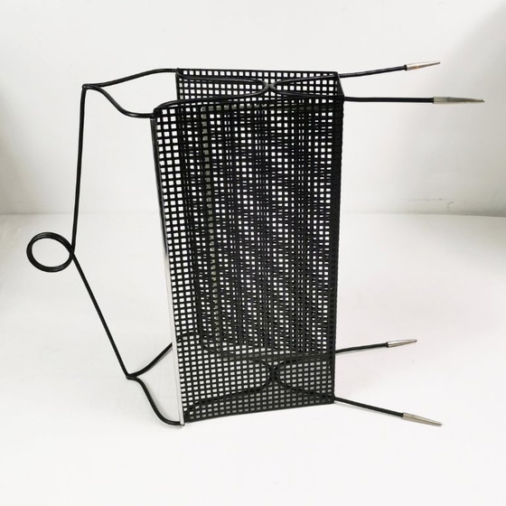 Revistero calado Mid-century, Bélgica, años 50., Metal, Negro, Mid Century Modern (foto 8 de 12)