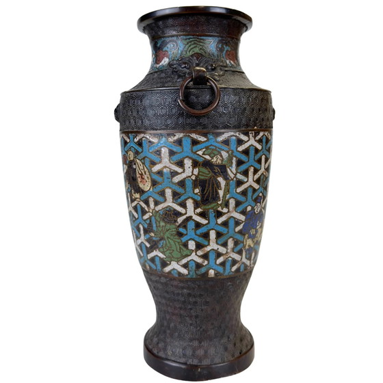 Vase Cloisonné japonais ancien Meiji – Les Huit Immortels – c. 1910 – 1.8 kg – Bronze, Copper (photo 3 of 9)