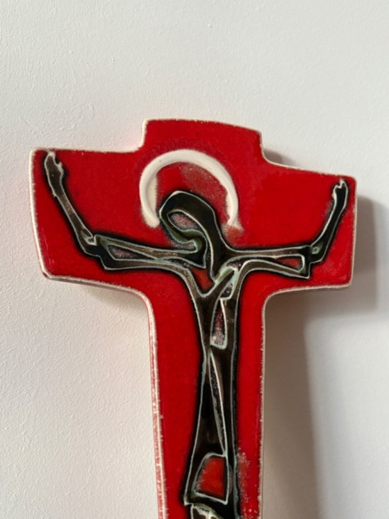 Image 1 of Croce/crocifisso di Cristo in ceramica degli anni '70, Bree Belgio
