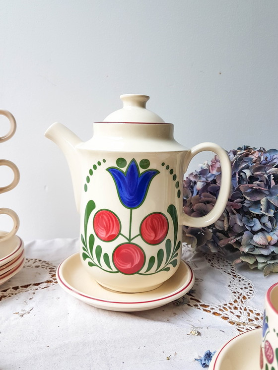 Image 1 of Vintage aardewerk 5 persoons koffie servies