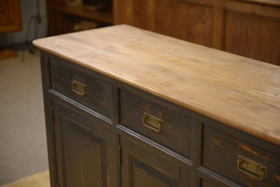 Schieferfarbenes Sideboard 1960er Jahre – Aufbewahrungsschrank, Holz, Vintage (photo 8 of 12)