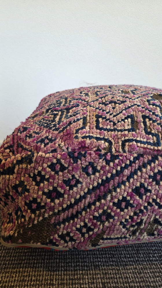 Image 1 of Vintage berber poef paarse blauw kleur