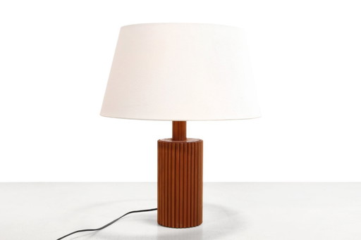Vintage Pine ribbed table lamp from the 1950s