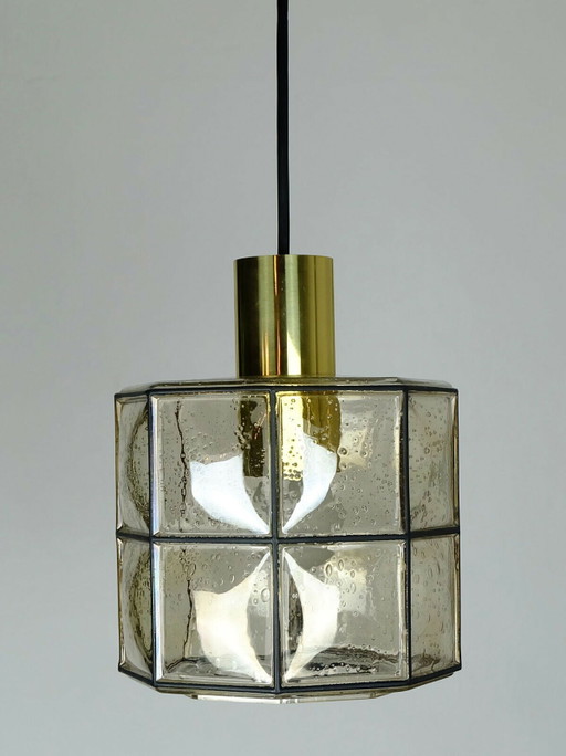 Lampada a sospensione vintage di metà secolo della vetreria Limburg
