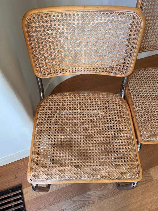4x Silla Thonet Marcel Breuer S32 Cesca con protectores de suelo