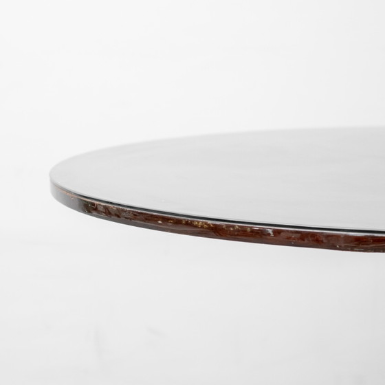 Vintage Round Table in Wood and Glass with Metal Base, 70s Modern Antiques – Conference table (photo 8 of 10)