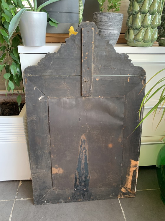 Antieke Franse pareclose spiegel uit circa 1880 - Napoleon III. / Neobarok messing repoussé (94 × 60 cm) (photo 11 of 11)