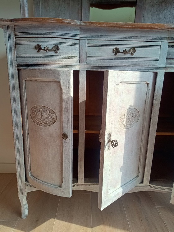 Image 1 of Antique sideboard with leaded glass and mirror