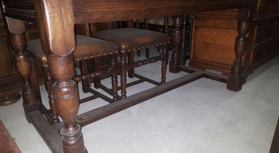 Image 1 of Antique oak dining room with 4 chairs