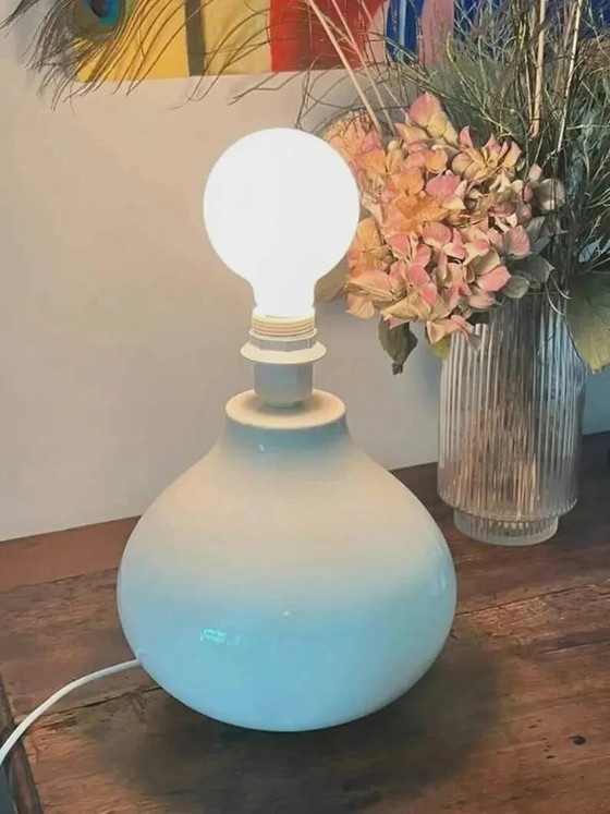 Lampada in Ceramica Smaltata Craquelé Bianca Vintage | Base in Gres Verniciata Luce Bohemien Chic Artigianale (photo 4 of 8)