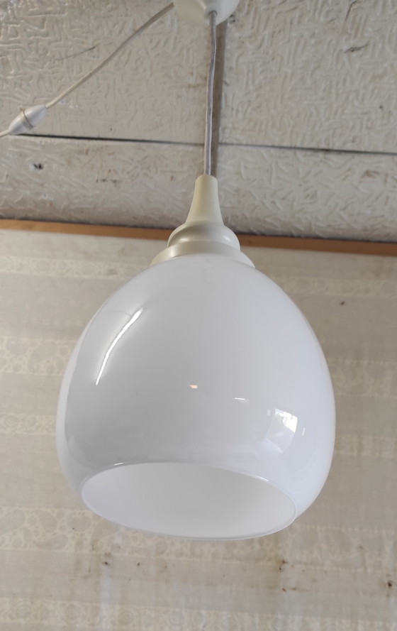Image 1 of Suspension style scandinave globe opaline - années 60/70