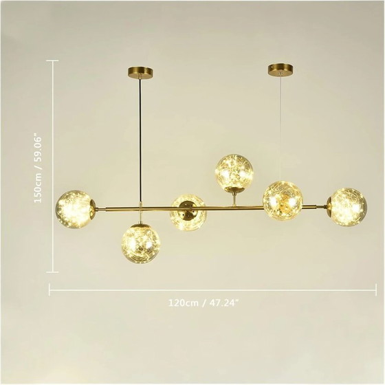 Image 1 of Lámpara de araña Dahlia con 6 bolas doradas estilo guirnalda para el comedor