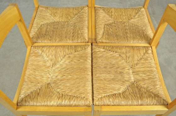 Image 1 of Vintage oak dining chairs with wicker seats, DUTCH DESIGN by Gerard Geytenbeek, 1960s