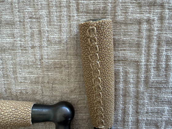 Image 1 of Par de manijas de puerta Joseph Giles – Bronce y Galuchat – Nuevas