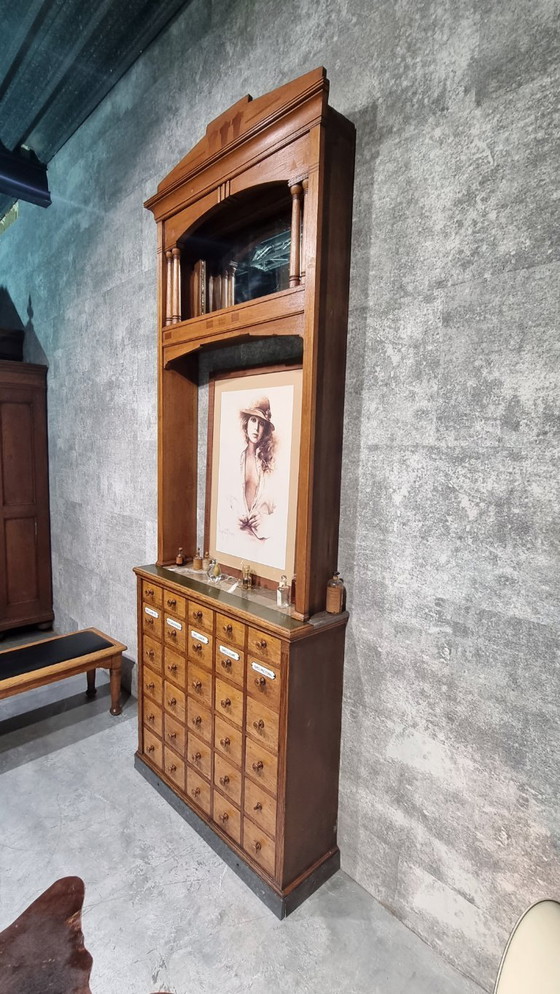 Image 1 of Apothecary Cabinet Drawers Antique Pharmacy Cabinet