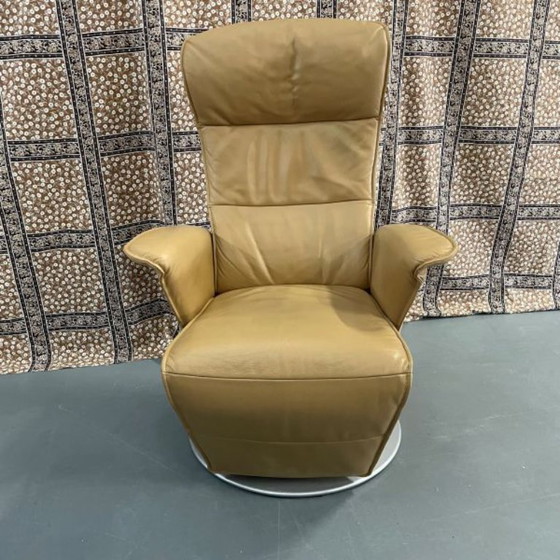 Recliner armchair ochre yellow leather – Swivel chairs, Metal (photo 2 of 7)