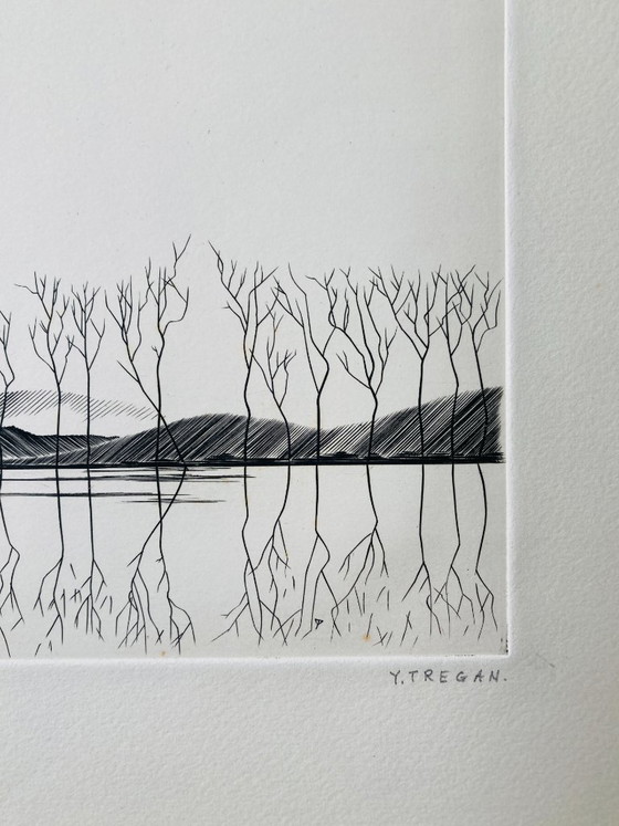 Image 1 of Yves Tregan - Gravure ancienne - Paysage abstrait/Arbres