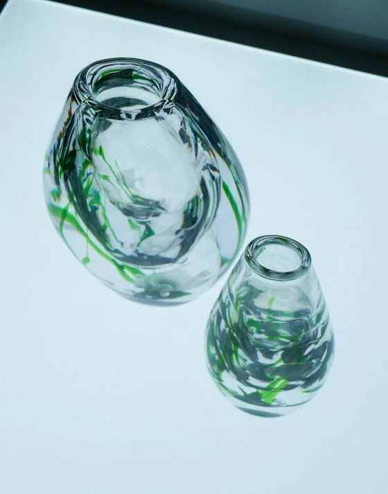 Image 1 of Seaweed & Fish Vases by V. L. Kosta, Set of 2