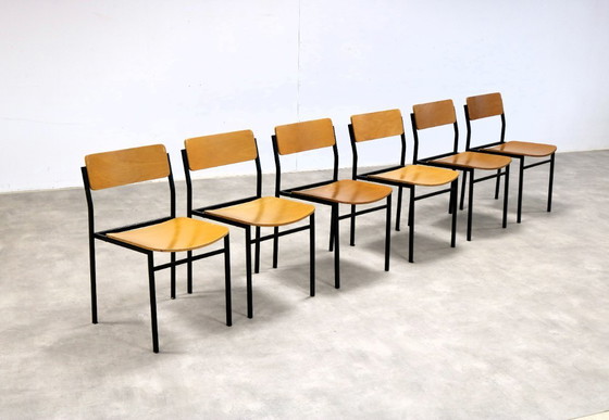 Image 1 of 6x vintage industriële stoelen 