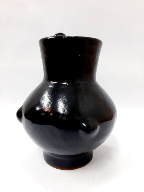 Image 1 of Brocca vintage in argilla smaltata nera da 1 quarto, 17 cm