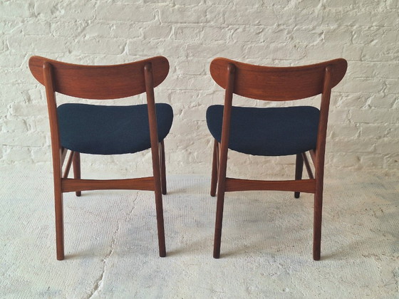 Coppia di sedie da pranzo in teak massiccio, Danimarca anni '60 – Tessile, Legno (photo 8 of 9)