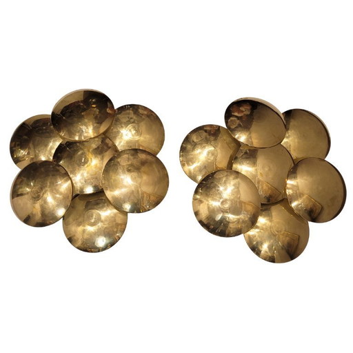 Pair of gilt and brass wall lights, Goffredo Reggiani, Mid-century, 1970s - Italy