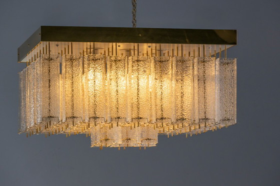 Image 1 of Lampada da soffitto Bohemian in vetro testurizzato e ottone, anni '60