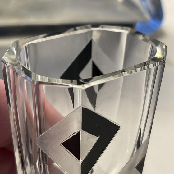 Servizio da Liquore Cubista Art Déco in Cristallo di Karl Palda, anni '30, Set di 8 – Bicchieri e caraffe (photo 11 of 17)