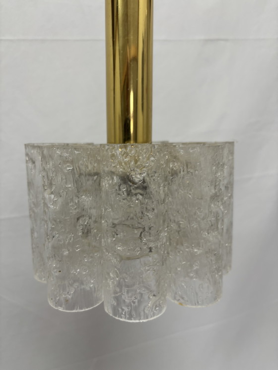 Image 1 of Vintage Doria Leuchten hanging lamp, ice glass tubes '60s/'70s